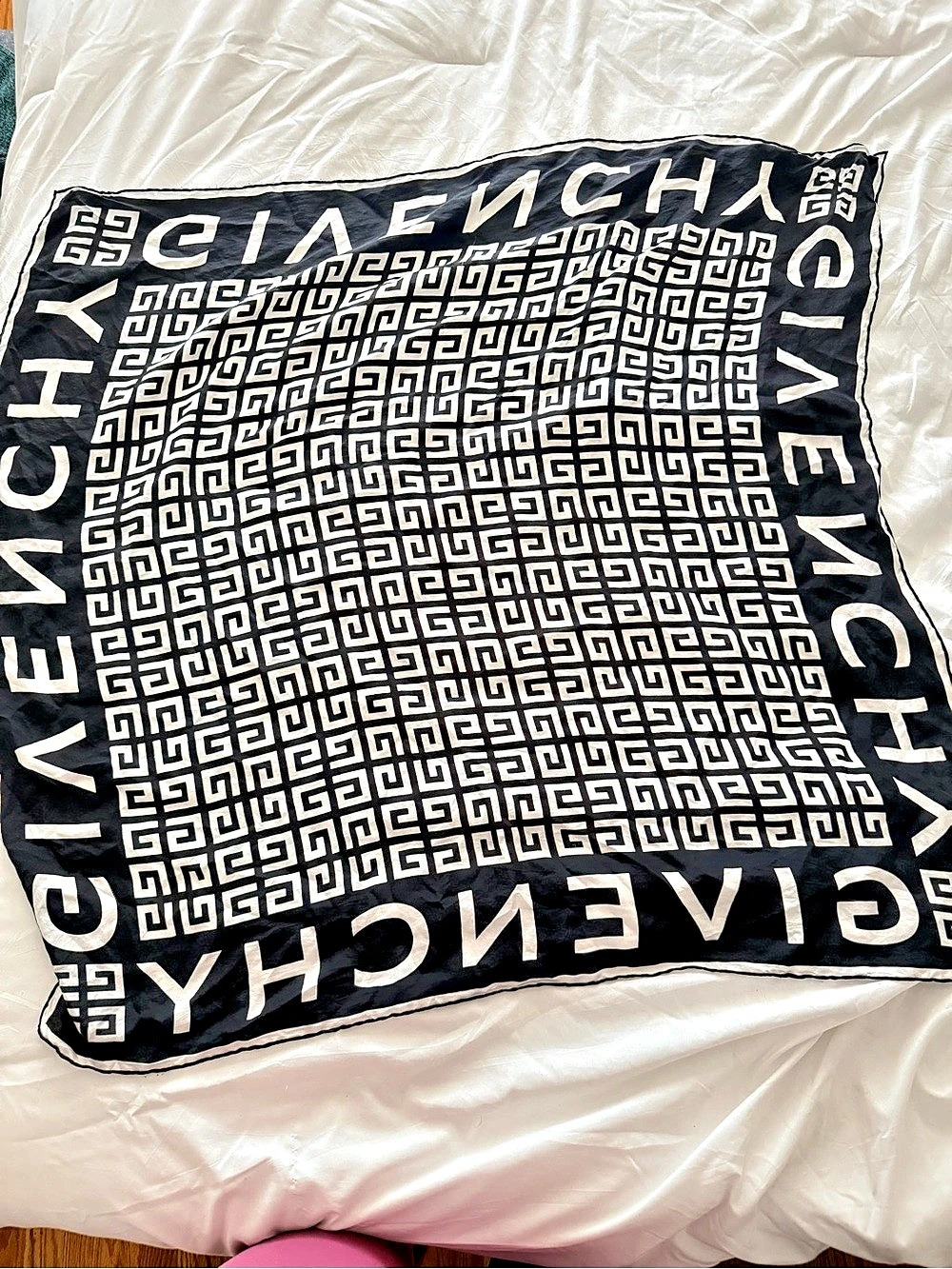 Givenchy 4G Monogram Silk Square Scarf Black & White